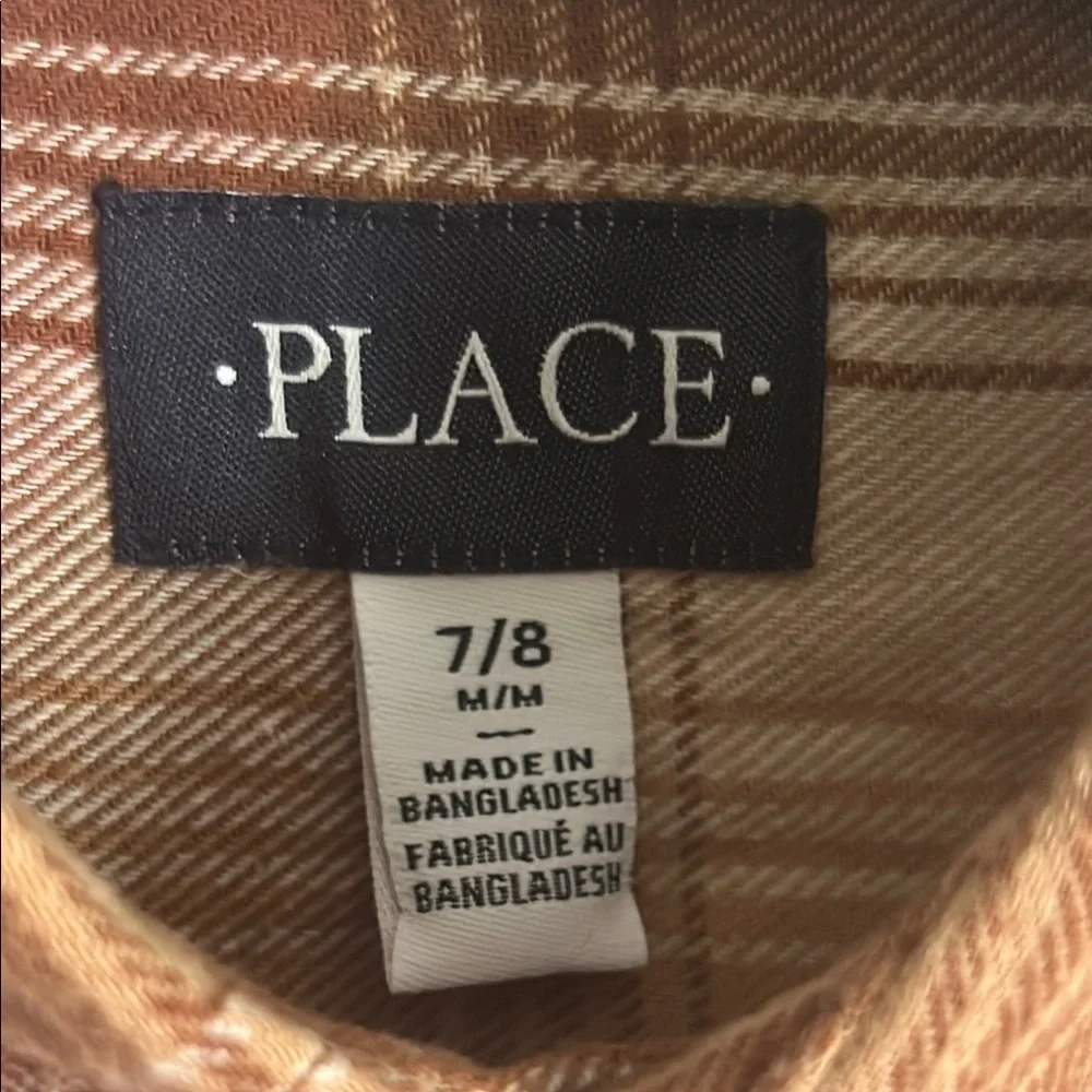 New The Children's Place Boy’s Earth Tones and Brown Flannel Plaid Shirt